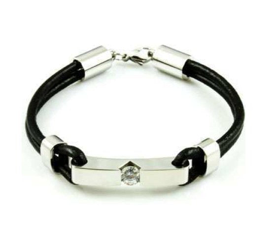 Diamond and Leather Cremation Bracelet