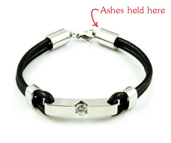 Diamond and Leather Cremation Bracelet - Image 2