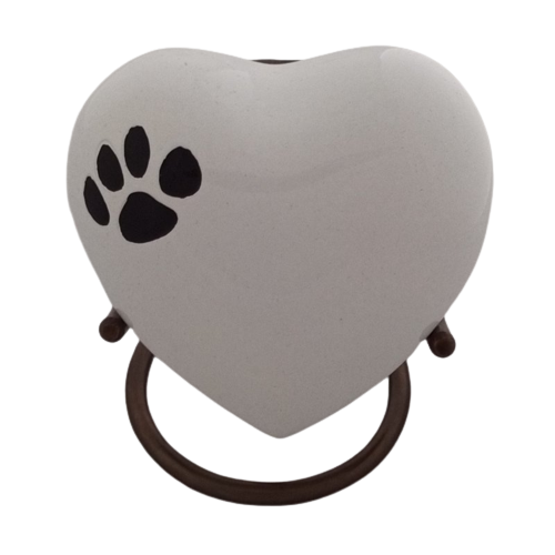 White Paw Heart Urn