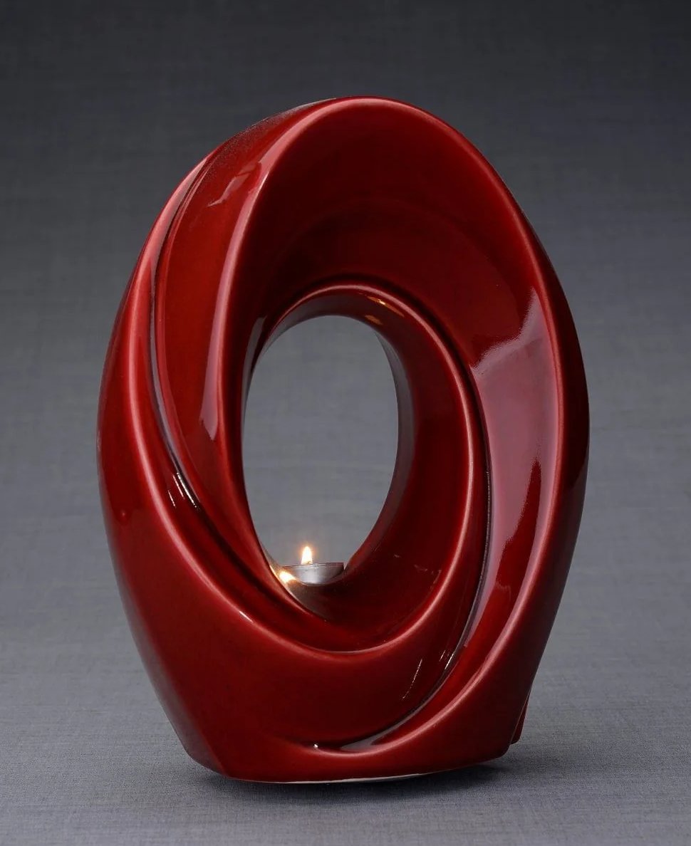 Oval Candle Urn - Red - Image 2