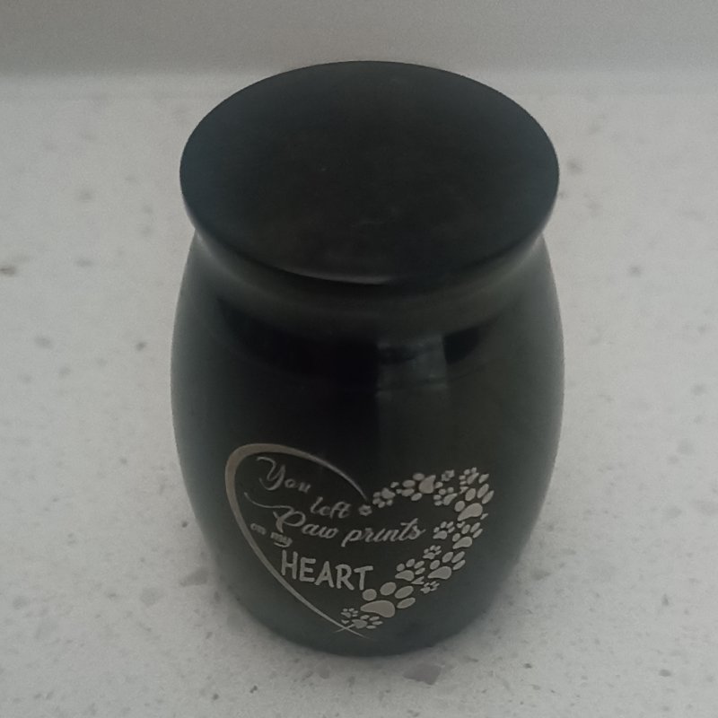 Paw Prints on my Heart Tiny Urn - Black - Image 4