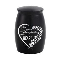 Paw Prints on my Heart Tiny Urn - Black