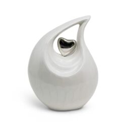 Heart in my Tear Drop Urn - White and Silver - Image 3